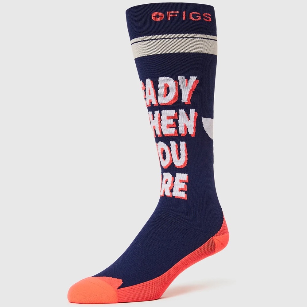 FIGS New Compression Socks READY WHEN YOU ARE Large Blue Orange White